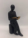 Bookends Black Reading Statue Figure With Gold Book - 