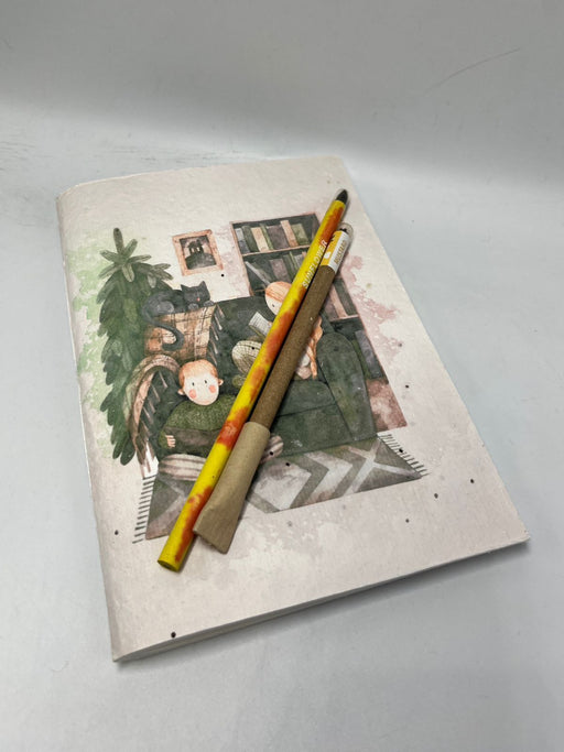Cotton Notebook with Pen & Pencil (design 1) - 