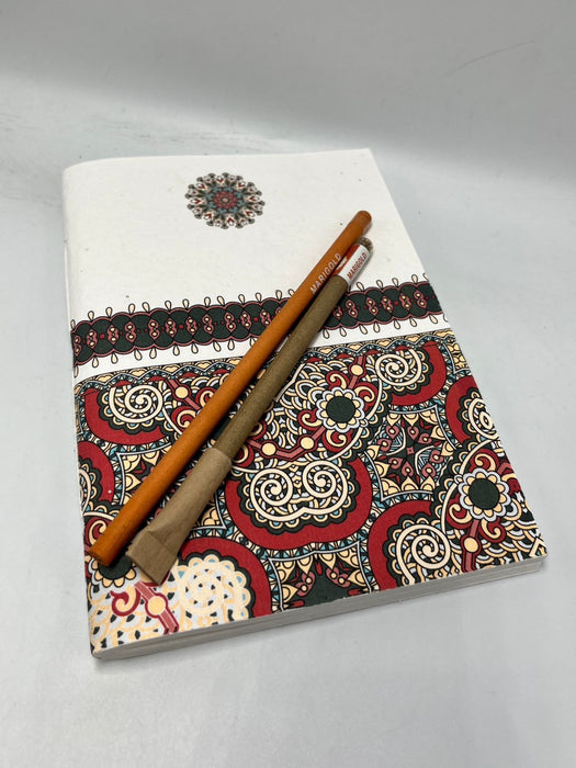 Cotton Notebook with Pen & Pencil (design 3) - 